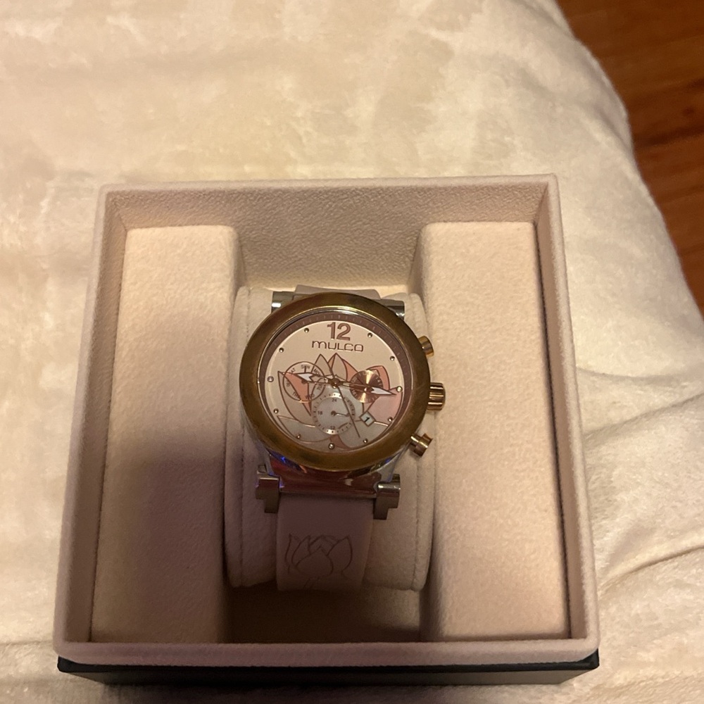 Mulco pink and beige flower women watch